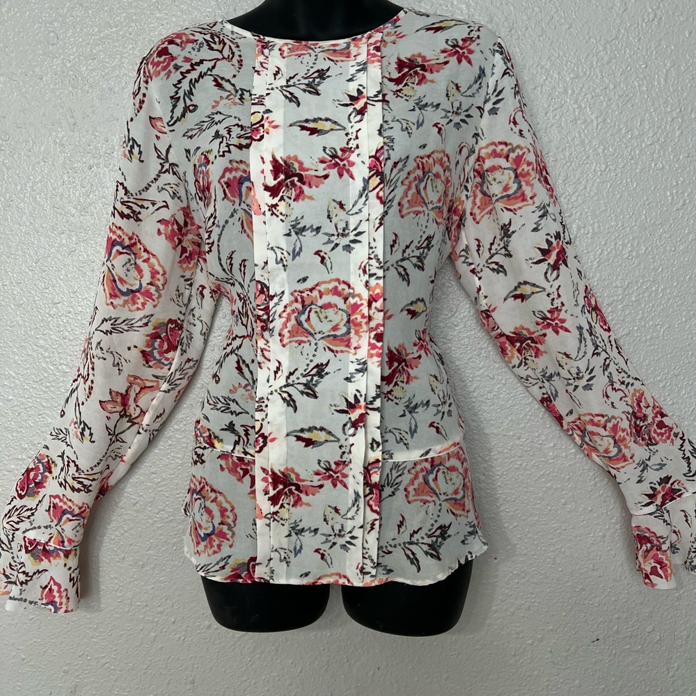 Banana Republic Floral Blouse - White and Red